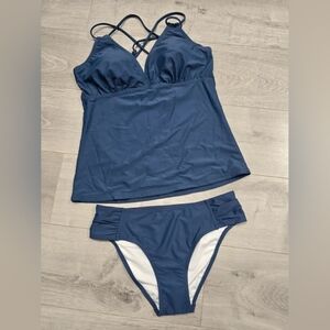 Blue Tankini Swimsuit Set